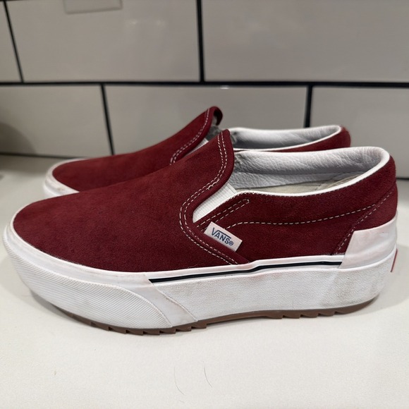 Vans Shoes - Vans UA Classic Slip-On Stacked Pomegranate Suede Women's Size 7.0 Men's 5.5
